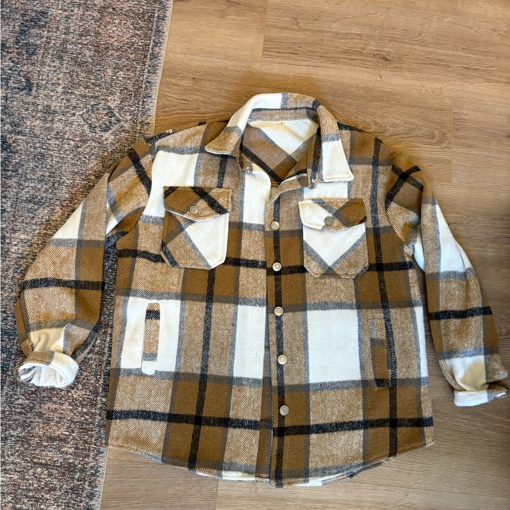 Women’s Plaid Shacket | Brown & white